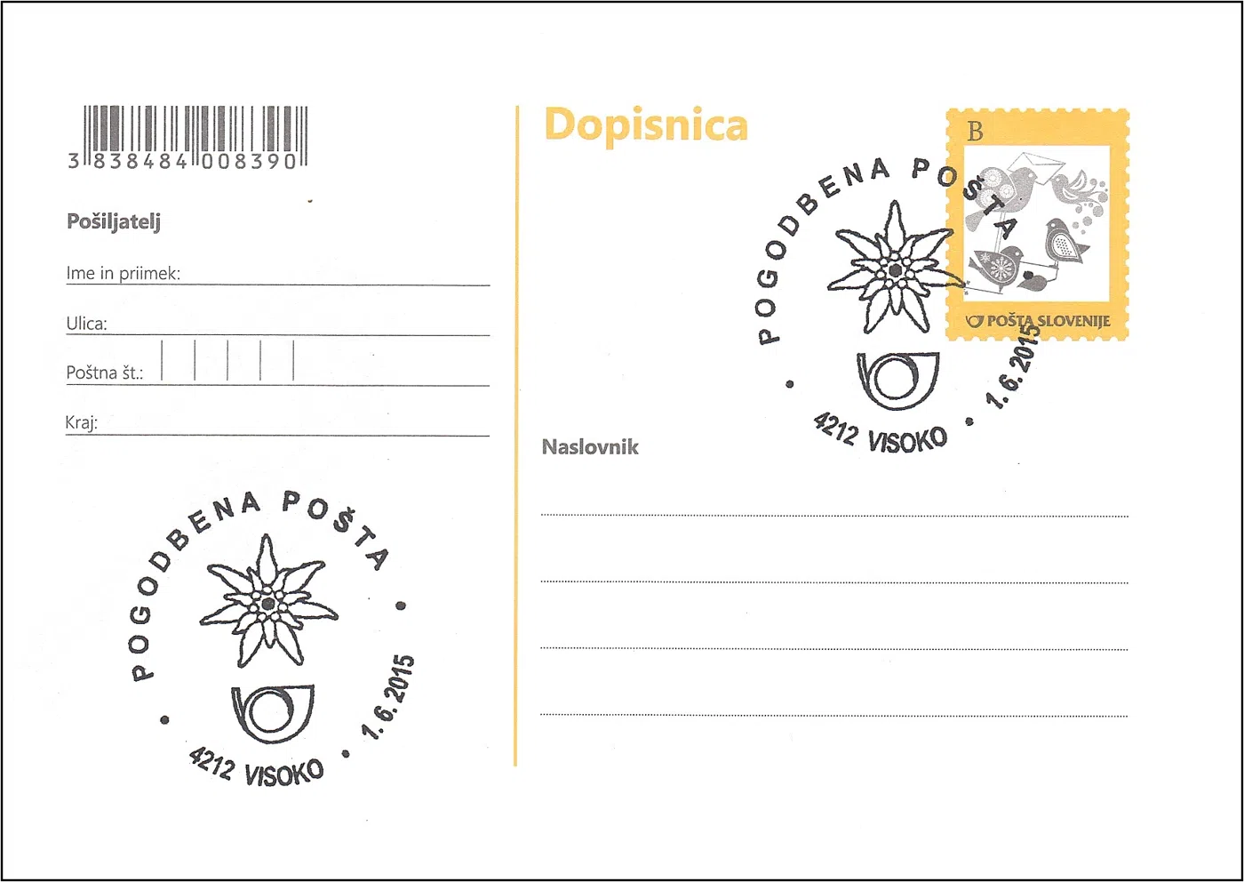 POGODBENA POŠTA 4212 VISOKO